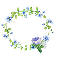Blue Flowers Border Wreath PNG File HD