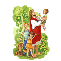 Bible Resurrected Illustration Jesus Vector Holding Child