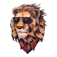 School Old Painted Flash (Tattoo) Head Lion