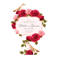 Painted Rose Wedding Euclidean Vector Invitation Birds