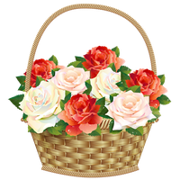 Basket Roses In Transparent Icon PNG File HD