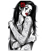 Tattoo Style Woman Art Chicano T-Shirt Gothic