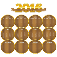 Gold Lunar Time Calendar 2016 Transparent