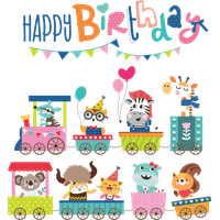 Animals Birthday Vector Illustration Cartoon Card