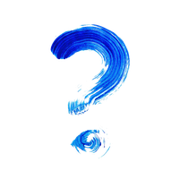 Blue Electric Question Mark Watercolor Painting