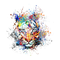 Tiger Art Abstract Painting PNG Free Photo