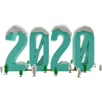 New Years 2020 Green Text Font For Happy Year Drawing