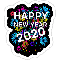 New Year Text Heart Sticker For Happy 2020 Games