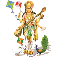 Vasant Panchami Cartoon Costume Design Mythology For Happy Decoration