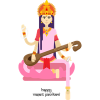 Vasant Panchami Cartoon Musical Instrument Indian Instruments For Happy Carol