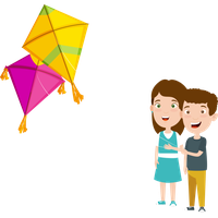 Makar Sankranti Kite Cartoon Line For Happy Day