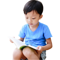 Boy Reading Book Sitting PNG Free Photo
