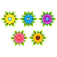 Vector Flower Art Colorful Free PNG HQ