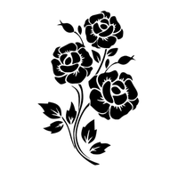 Vector Black Flowers Silhouette PNG File HD