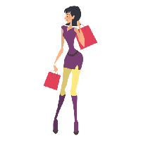 Smiling Vector Shopping Girl Free PNG HQ