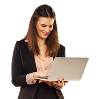 Using Girl Corporate Laptop PNG Free Photo