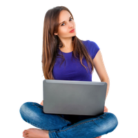 Using Girl Laptop Sitting PNG Download Free