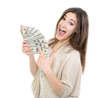 Dollars Holding Female Hand Free PNG HQ